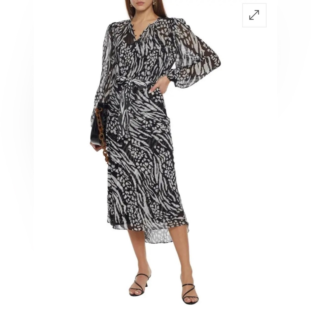 VERONICA BEARD
Mavis Belted Printed Silk-chiffon Midi Dress In Black Size 4